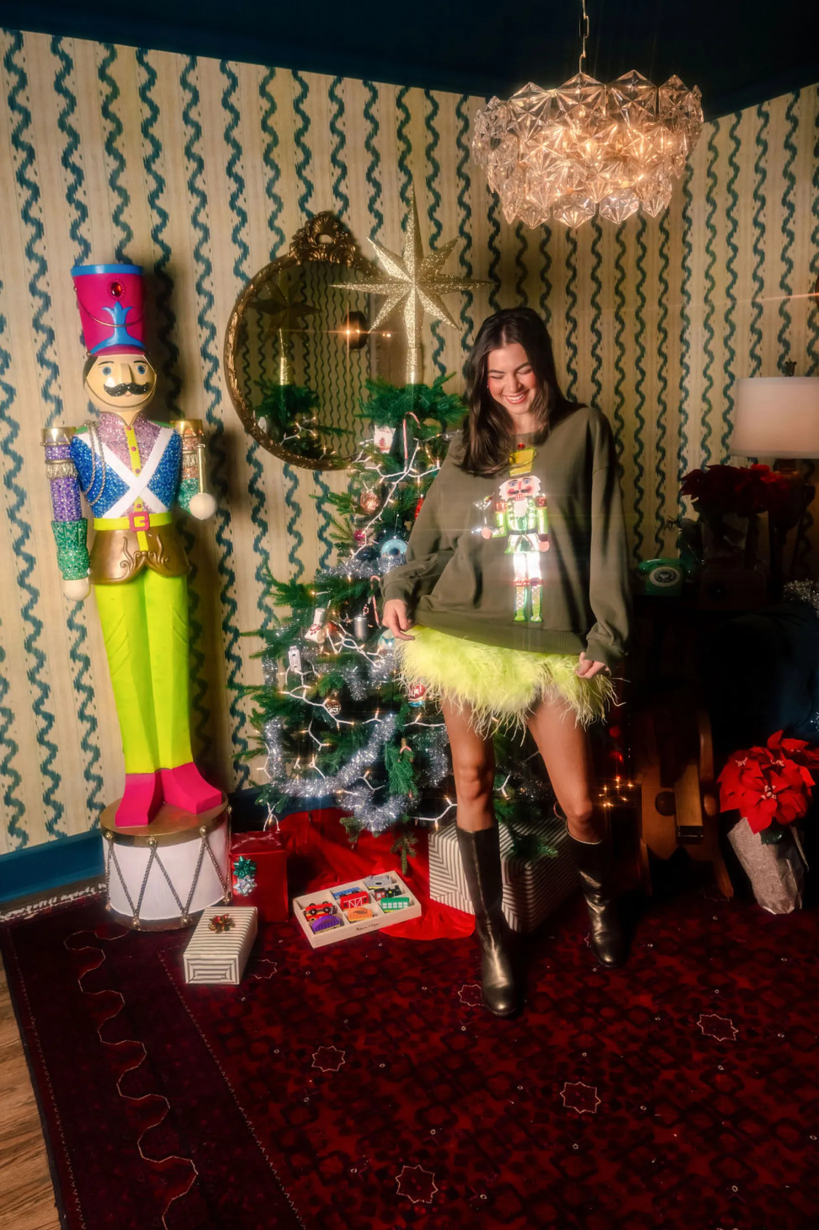 Olive Green Martini Server Nutcracker Sweatshirt