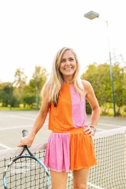 Orange & Bubble Gum Active Rhinestone Tank
