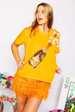 Orange & White Checkered Popping Champagne Tee
