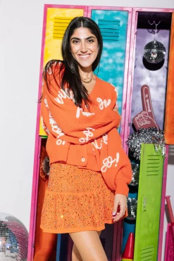 Orange & White Go Fight Win Cardigan