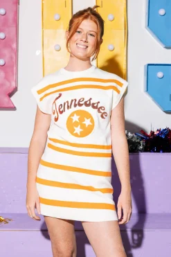 Orange & White Striped Skirt