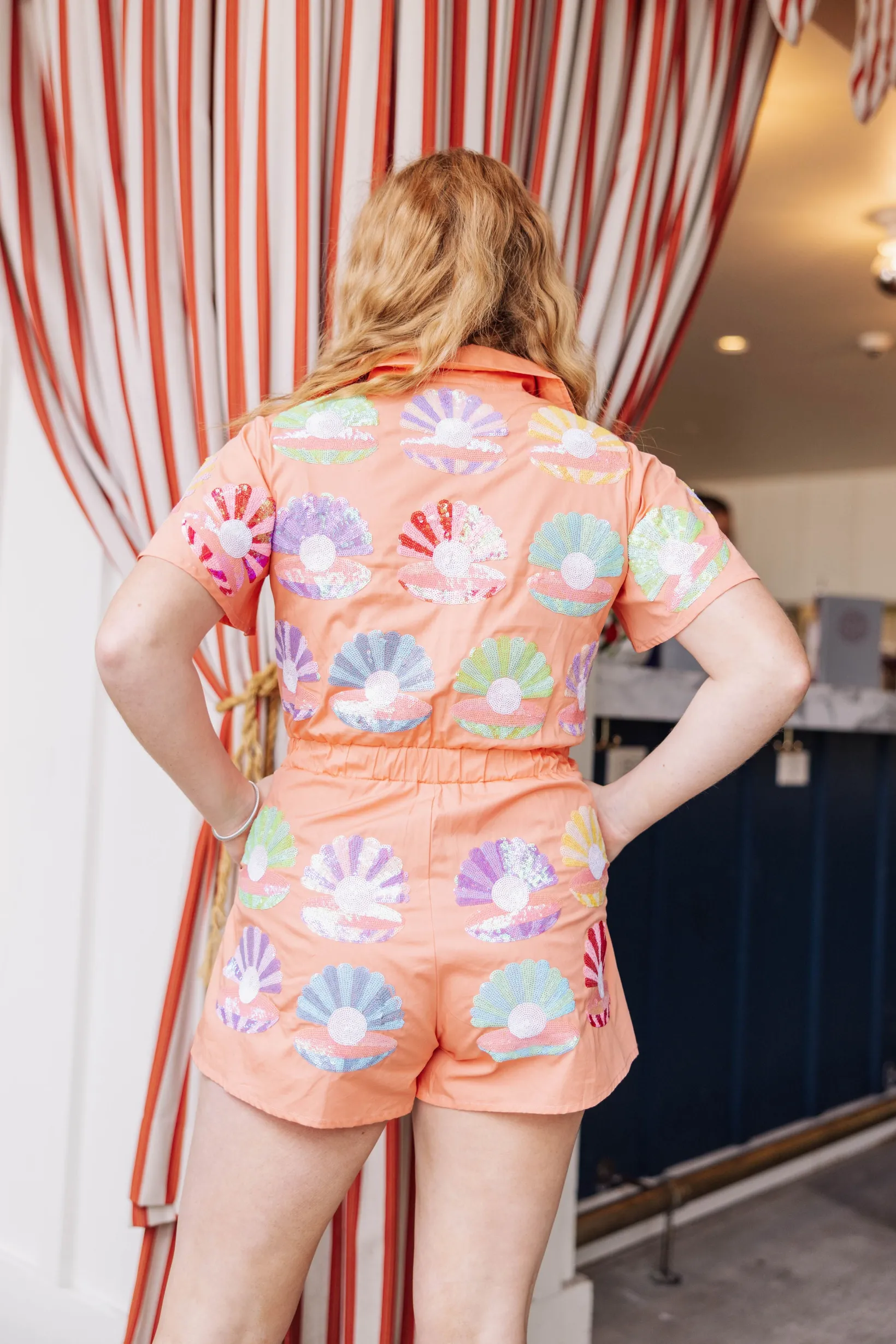 Orange Clam Romper