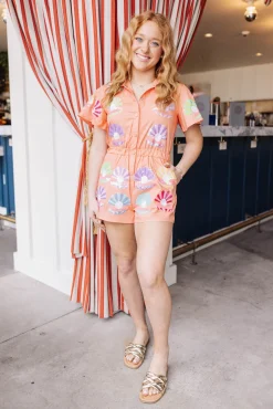 Orange Clam Romper