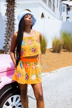 Orange Gauze Turtle Skort