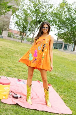 Orange Instrument Tank Dress