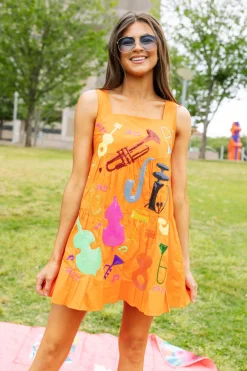 Orange Instrument Tank Dress