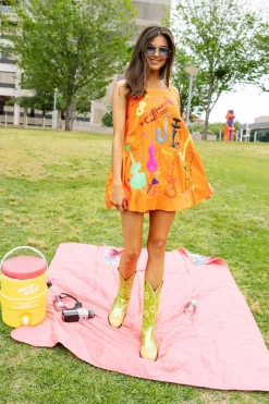 Orange Instrument Tank Dress
