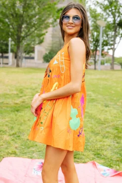 Orange Instrument Tank Dress