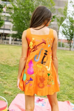 Orange Instrument Tank Dress