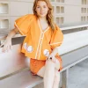 Orange Peplum Baseball Top