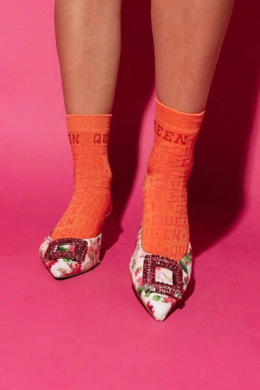 Queen Socks Orange Queen Socks - Queen Of Sparkles