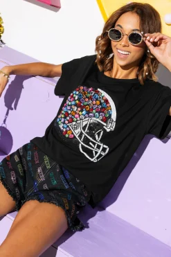 Orange Seed Bead & Sequin Tiger Stripe Tee