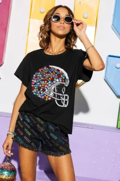 Orange Seed Bead & Sequin Tiger Stripe Tee