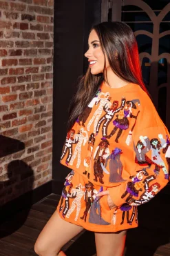 Orange Spooky Dancers Shorts