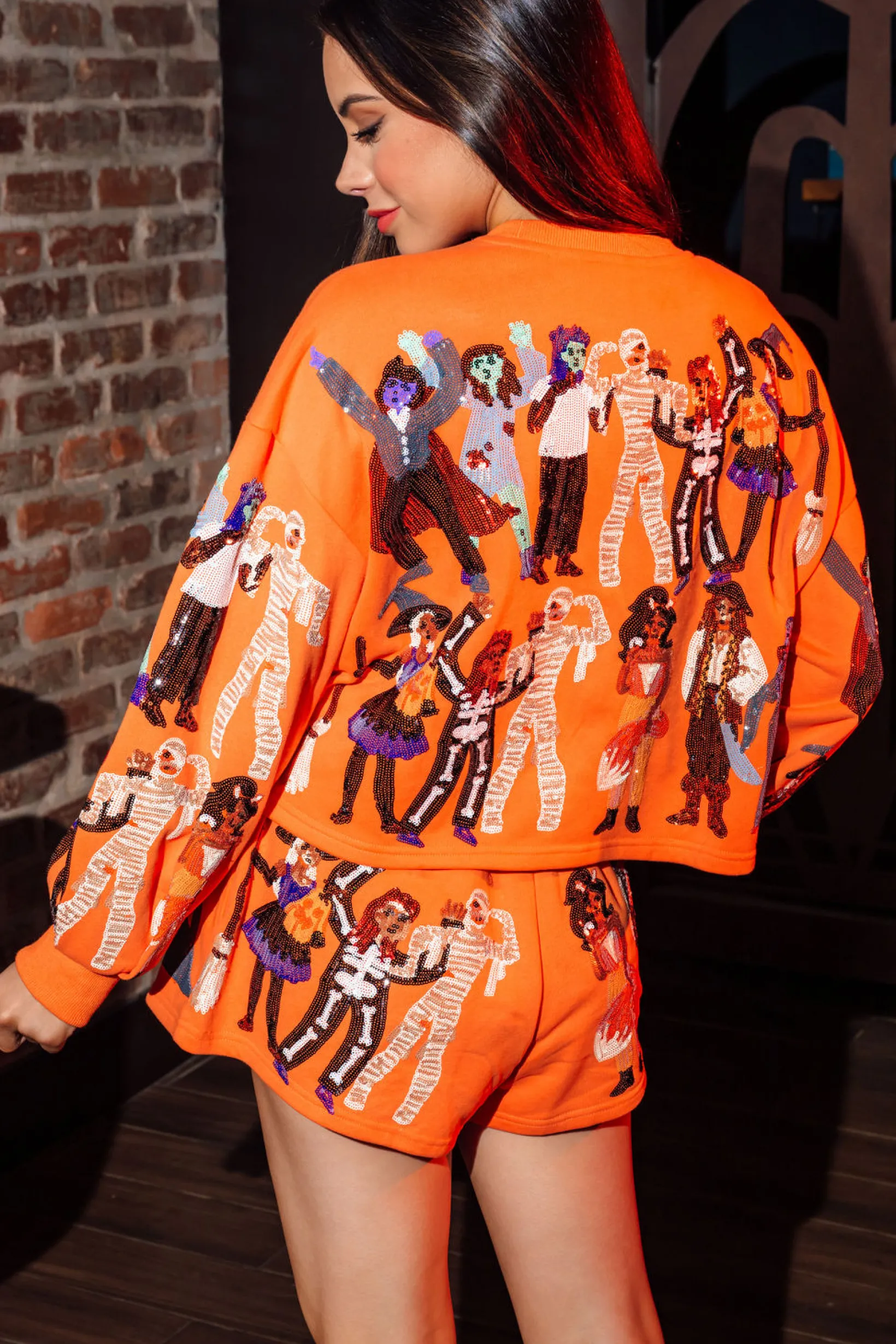 Orange Spooky Dancers Shorts