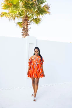 Orange Toucan Asymmetrical Dress