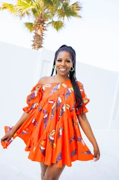 Orange Toucan Asymmetrical Dress