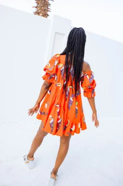 Orange Toucan Asymmetrical Dress