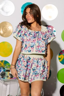 Pale Green 3D Butterfly Short