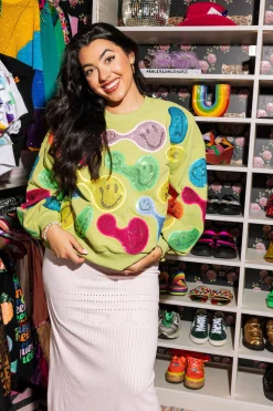 Pale Green Groovy Smiley Sweatshirt