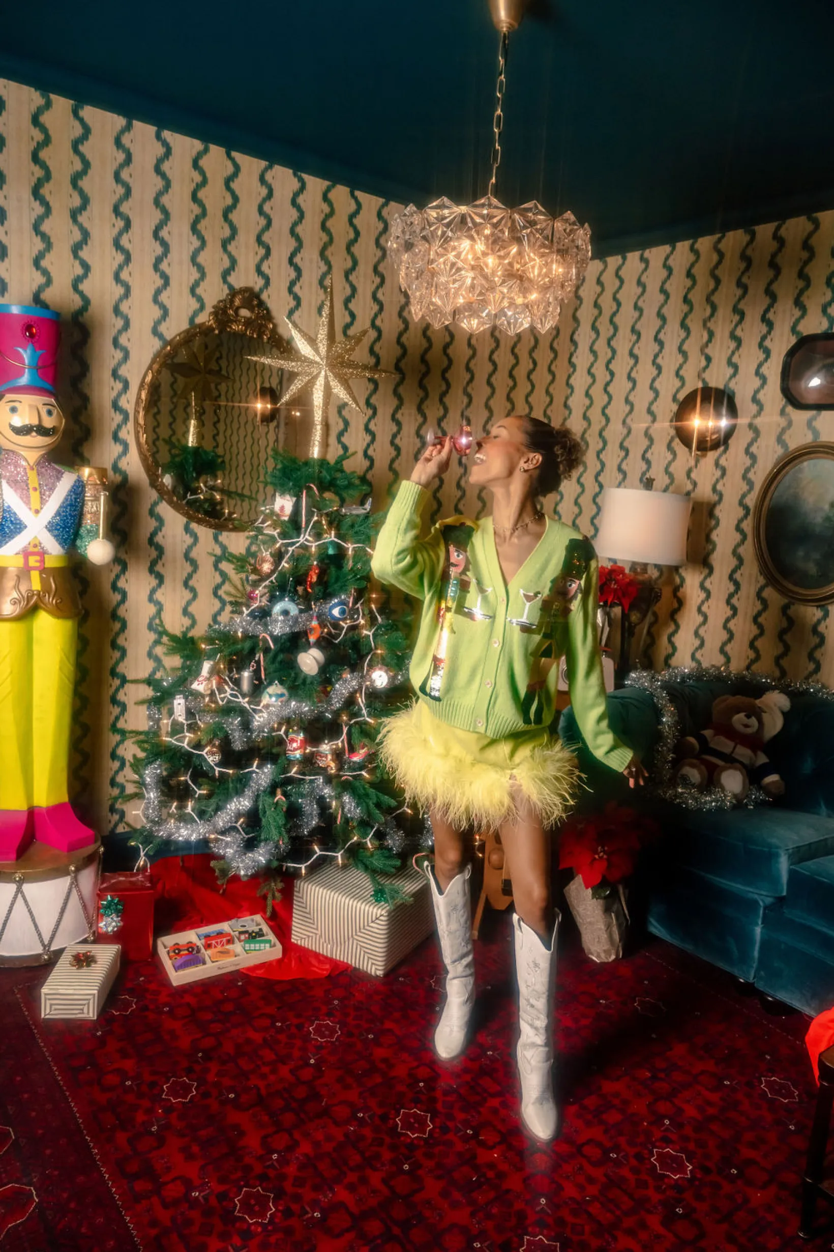 Pale Green Martini Nutcracker Cardigan