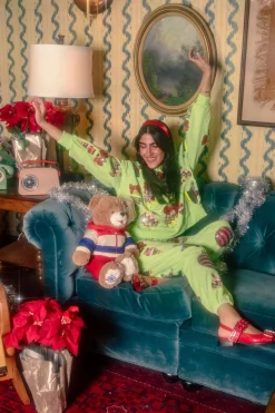 Pale Green Patterned Ornament & Bows Sweatshirt