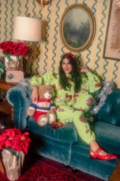 Pale Green Patterned Ornament & Bows Sweatshirt