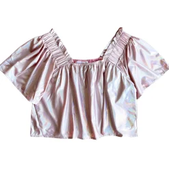 Pale Pink Holographic Flutter Top