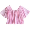 Pale Pink Pleat Flutter Top