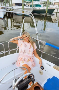 Peach Pearl Anchor Collar Top