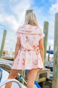 Peach Pearl Anchor Collar Top