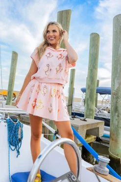 Peach Pearl Anchor Collar Top