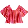 Peach Pleat Flutter Top