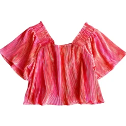 Peach Pleat Flutter Top