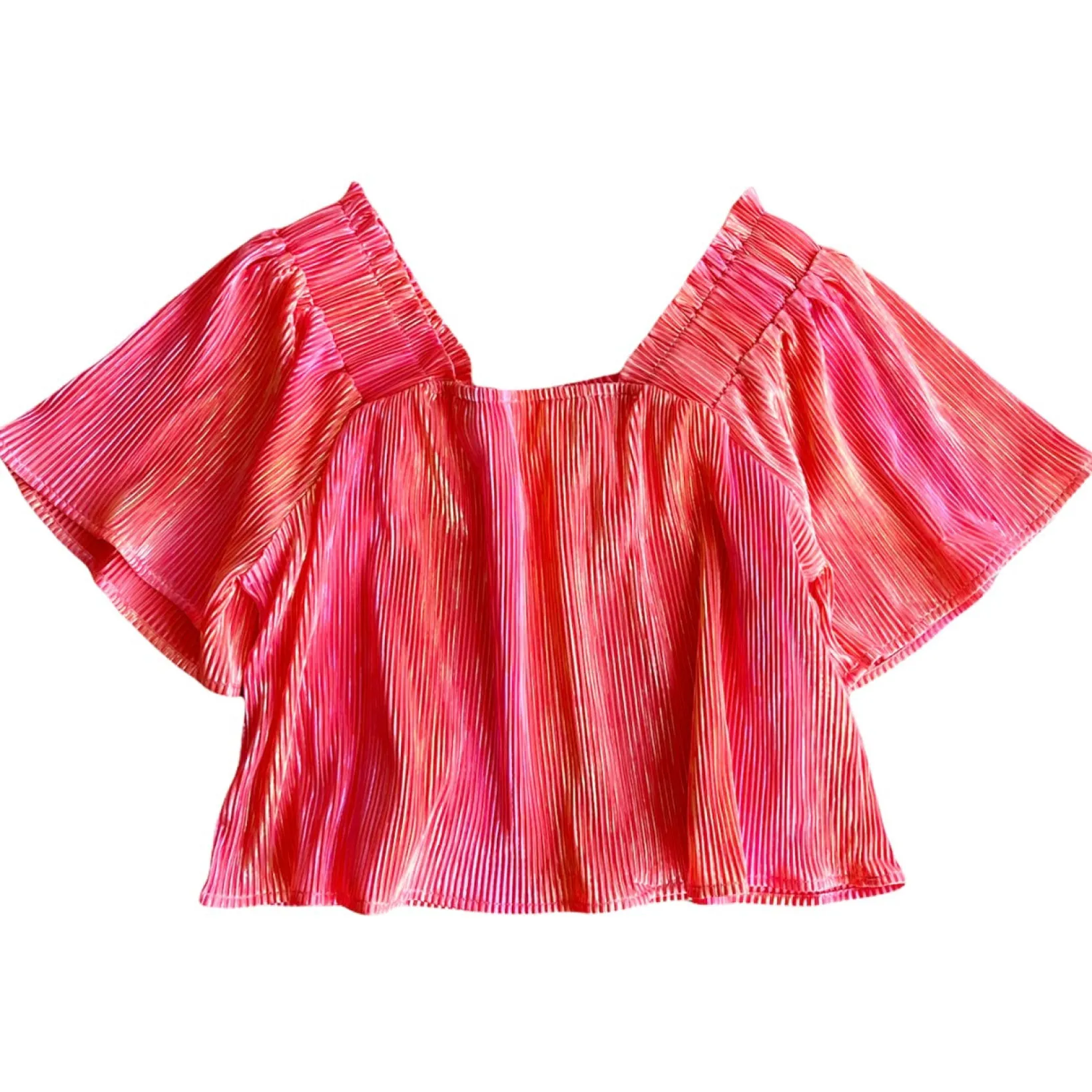 Peach Pleat Flutter Top