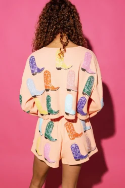 Peach Waffle Boot Short