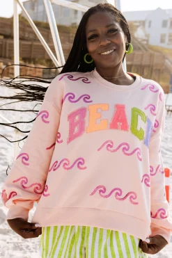 Peach Wave & 'Beach' Sweatshirt