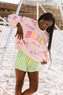 Peach Wave & 'Beach' Sweatshirt