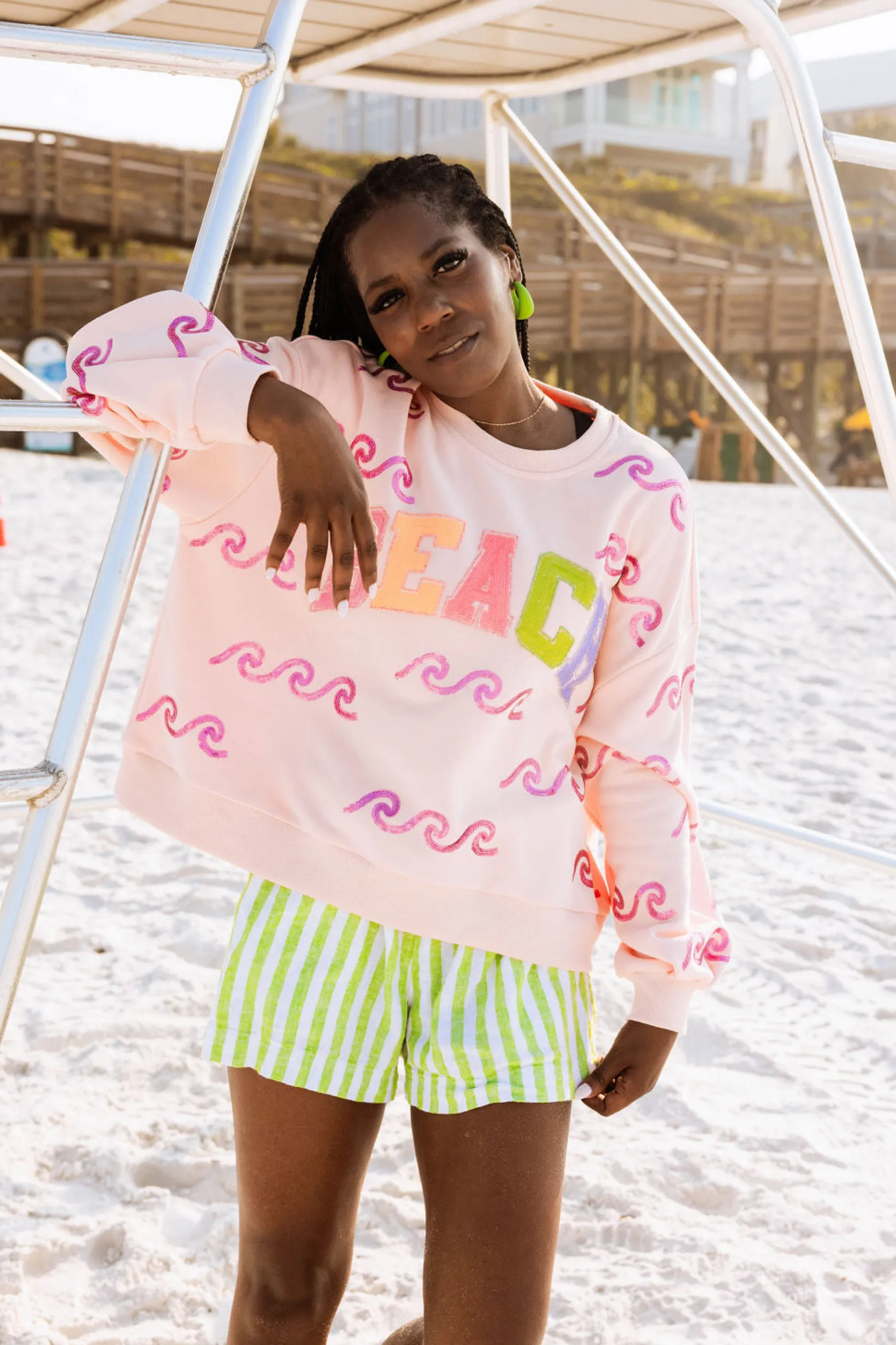 Peach Wave & 'Beach' Sweatshirt