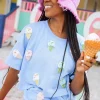 Periwinkle Beaded Ice Cream Top