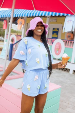 Periwinkle Beaded Ice Cream Short