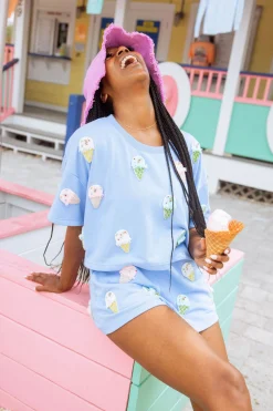 Periwinkle Beaded Ice Cream Top
