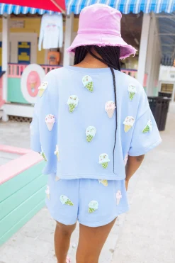 Periwinkle Beaded Ice Cream Top