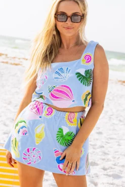 Periwinkle Terry Cloth Colorblock Shells Tank