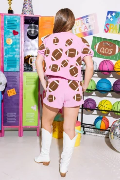 Pink & Brown Fuzzy Football Shorts