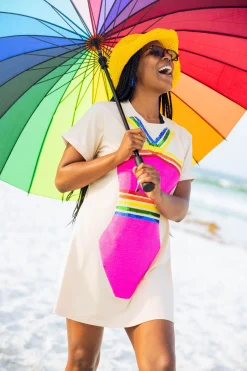 Pink & Rainbow 1 Piece Coverup