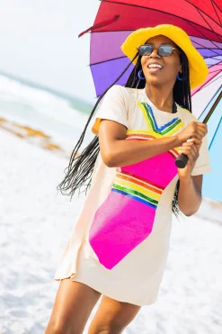 Pink & Rainbow 1 Piece Coverup