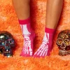 Pink & White Skeleton Socks