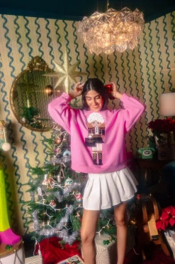 Pink Blonde-Haired Shopping Nutcracker Sweatshirt