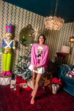 Pink Blonde-Haired Shopping Nutcracker Sweatshirt